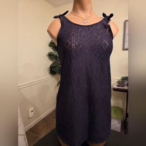 🖤 Girl’s Black Lace Swim Cover-Up – Size 12